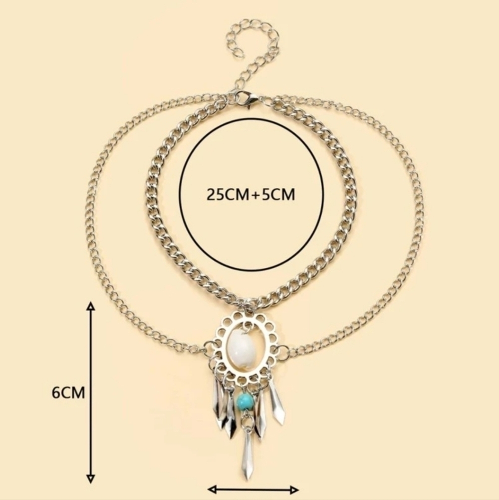 Puka Cowrie Shell & Metal Tassel Decor Anklet - Picture 3 of 4